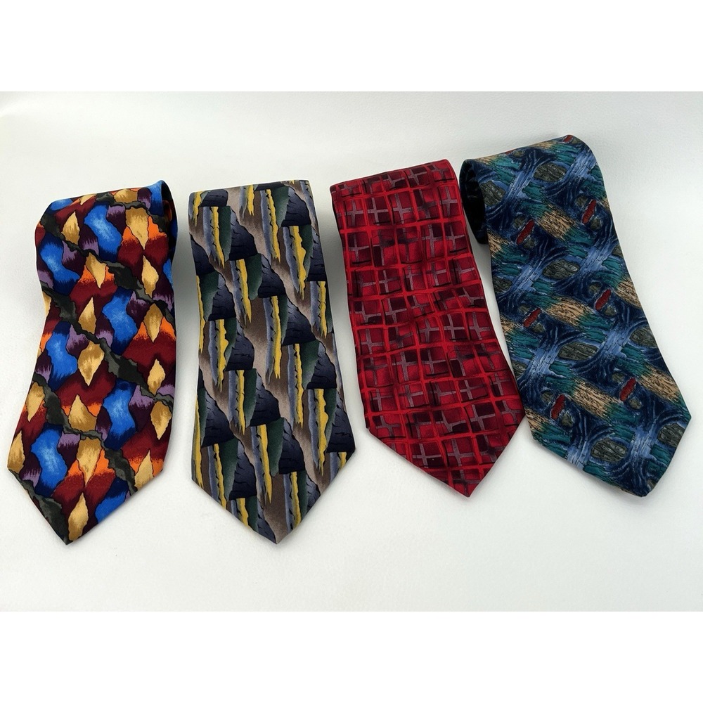 Vintage 4 Pc Jerry Garcia Mens Silk Neckties Landscape Stonehenge Surprise Ties